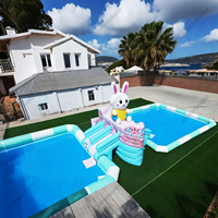 Château gonflable en PVC de lapin mignon avec zone d'entraînement d'obstacles toboggan aquatique de maison de rebond de mur d'escalade d'intérieur pour des occasions scolaires