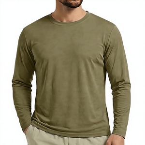 เสื้อแรชการ์ดแขนยาวสีเขียวมะกอกสำหรับผู้ชาย โพลีเอสเตอร์ 100% แห้งเร็ว UPF50+ ป้องกันรังสียูวี เสื้อว่ายน้ำแบบคลุมทั้งตัว - Product Image 1