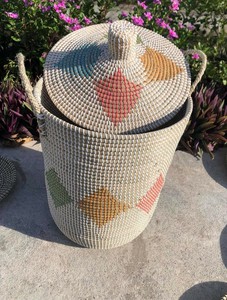 OEM Bamboo <b>Hamper</b> Laundry Seagrass <b>Storage</b> Basket with Lids <b>Hampers</b> for Laundry Seagrass Laundry Basket Made in Vietnam Best Pr - Product Image 5