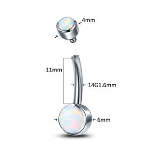 G23 टाइटेनियम आंतरिक लड़ी Bezel ओपल जिक्रोन नाभि भेदी पेट के छल्ले डबल गहना पेट बटन के छल्ले शरीर के गहने - Product Image 5