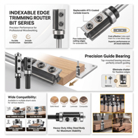 Mata Bor Router Miaorui 8mm Shank Flush Trim, Pisau Ganda yang Dapat Diganti, Pemotong Kayu, Alat Ukiran CNC