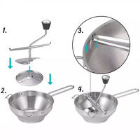 Broyeur alimentaire pour sauce tomate Purée de pommes de terre Purée de pommes de terre JamsMoulin alimentaire en acier inoxydable avec 3 disques de meulage rotatifs