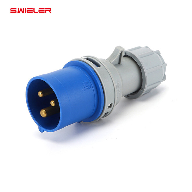 IP44 CEE 16A Connector 220V 6H 2P+E 3-pin 3 Outlets Single Phase Industrial Electrical Plug for Stage Power Box Cable Connection