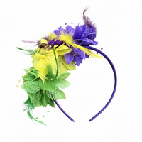 Serre-tête de carnaval à fleurs et plumes avec perles, idéal pour les fêtes et mariages, pour femme HC002