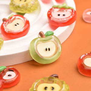 Cabochons plats en résine en forme de tranches de fruits (fraise, pomme) pour la création de bijoux DIY, la décoration de barrettes, la décoration de téléphones et les autocollants de réfrigérateur - Product Image 5