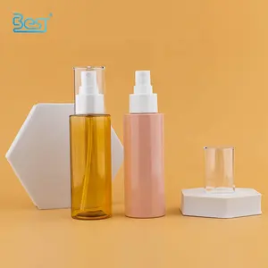 Envase cosmético de loción de espuma de jabón colorido portátil para el cuidado de la piel botella de plástico marrón vacía de 120ml con cubierta transparente y bomba