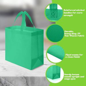 Eco-Friendly Boutique <b>Shopping</b> Grocery Reusable Portable Thickened Tote Green Ultrasonnic Non Woven Bag - Product Image 2
