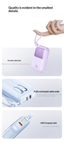 Nouvelle mini batterie externe ultra-rapide 66W en plastique 20 000 mAh avec câble intégré, charge rapide bidirectionnelle, batterie externe portable