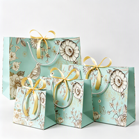 Sac cadeau écologique en papier, motif botanique, menthe fraîche, sac à bonbons, sac souvenir, sac fourre-tout avec ruban, pour mariage, fête, logo personnalisé, en gros