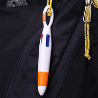 Logo personnalisé d'usine 4 couleurs stylo mousqueton portable multi couleur noir rouge bleu vert stylo à bille personnalisation