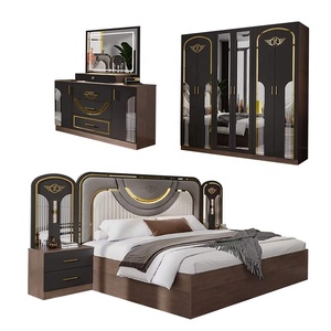 Juego de Muebles de Dormitorio Completo de 5 Piezas, Económico, al por Mayor, de Foshan, Cama Doble con Marco de Madera, Moderno y Lujoso, Tamaño King, Modelo 637 - Product Image 1