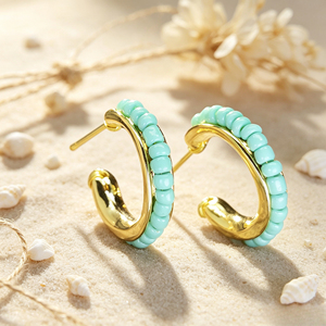 Orecchini pendenti con perline in stile vintage francese, gioielli per le orecchie semplici e colorati in stile bohémien per l'uso quotidiano - Product Image 1