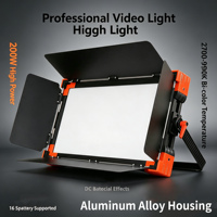 Panneau lumineux LED plat en métal 200W pour studio, enregistrement vidéo, diffusion en direct, photographie, rétroéclairage, température de couleur réglable
