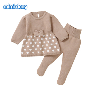 Mimixiong Super morbido Set abito da bambina a maglia cuore carino abbigliamento per neonati vestiti da neonato manica lunga - Product Image 2