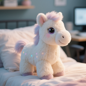 Su misura in peluche mascotte cavallo morbido e soffice pelliccia viola che accompagna bambole di peluche produttore di regali per bambini all'ingrosso - Product Image 1