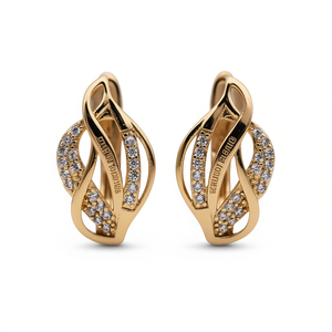 ราชินีแห่งหัวใจ E2279 ต่างหูเพชรทองคำทรงกลมเจียระไนแบบบริลเลียนท์ สำหรับผู้หญิง สวมใส่ได้ทุกวันอย่างหรูหรา - Product Image 1