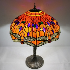 LongHuiJing Dragonfly Tiffany Style Stained Glass <b>Table</b> Lamp Night Light with Desk Lights - Product Image 4