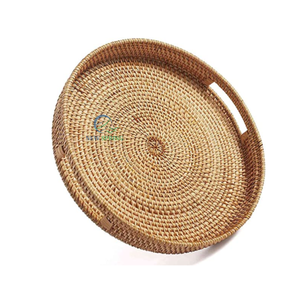 Nueva Bandeja de Servir de Ratán al por Mayor para Primavera, Diseño Rústico Natural Tradicional, Mimbre Resistente con 2 Asas, Almacenamiento y Decoración - Product Image 1