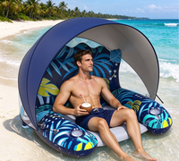 Chaise longue gonflable pour piscine avec auvent pare-soleil, hamac aquatique en PVC, jouet d'été pour adultes