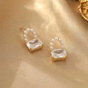 Women's Luxury & Fashionable Stud Earrings with Zircon Pearl <b>Handbag</b> Inspired New Chinese Style Universal Stylish <b>Accessory</b> - Product Image 5