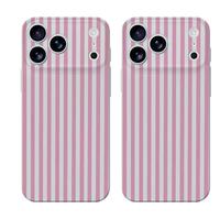 Coque de téléphone portable antichoc deux-en-un en TPU+PC avec film magnétique à texture rayée rose et artisanat de marquage à chaud pour