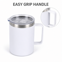 Gobelet isotherme double paroi en acier inoxydable de 14 oz avec poignée en D, couvercle transparent, sans BPA, étanche, qualité alimentaire, pour le café du matin à la maison
