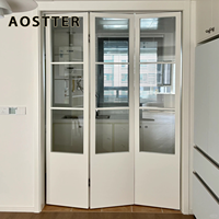 Puerta Plegable de Aluminio Extruido AOSTTER en Blanco Limpio con Doble Acristalamiento Low-E IGU y Diseño Anti-Pinch para Apartamentos de Lujo