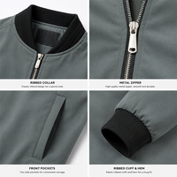 Blouson Bomber Homme Personnalisé avec Logo, Léger en Polyester, Zippé, Style Baseball, Veste Décontractée Streetwear, Coupe-Vent, Vente en Gros OEM