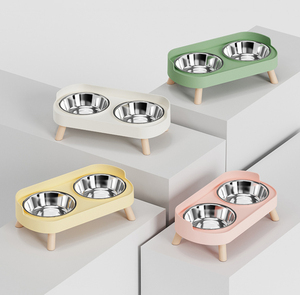 Anti-Tip Stainless Steel Double Pet Bowl for Cats <b>Dogs</b> Eco-Friendly Design Prevents Spillage Cervical Vertebrae Injury - Product Image 1