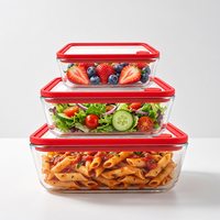 Boîte à lunch en verre borosilicate résistant à la chaleur, sans BPA, avec couvercles verrouillables, compatible four, pour la préparation des repas des nouveau-nés et l'utilisation en cuisine