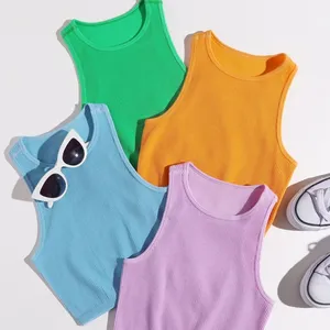 Cắt Phụ Nữ Của Rắn T-Shirt Tank Top Liền Mạch Thời Trang Phố Căng Sườn Đan Không Tay Giản Dị Tank Top Phụ Nữ