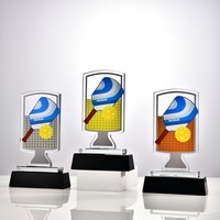 Trofeo de Cristal Pulido Grabado con Láser Ecológico para Eventos de Campeonato de Pickleball Escolar