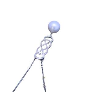 Collar con Colgante de Perla Redonda Blanca de Agua Dulce de 11-12 mm para Mujer, Plata S925 con Circonita, Luz Intensa, Ligeras Imperfecciones - Product Image 5