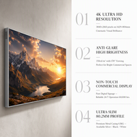 Pantalla Digital Publicitaria LCD IPS de 65 Pulgadas, Montada en Pared, 1080P Full HD, Cristal Templado, Personalizable