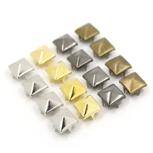 6/8/10/12mm Four Claw Square Spikes Solid Nail Strap Rivets Leather Craft Clothes/Bag/Shoes Metal Brass Pyramid Nail