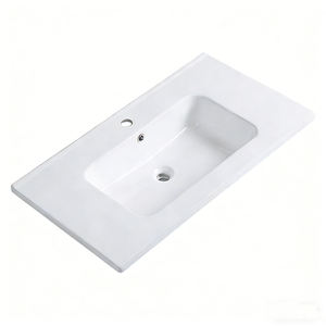 Meuble de salle de bain moderne haut de gamme avec vasque en pierre artificielle à poser sur le comptoir, à cuve unique - Product Image 2