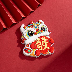 Aimants de réfrigérateur de style chinois avec danse du lion, aimants créatifs du Nouvel An avec le caractère « Fa Cai » - Product Image 4