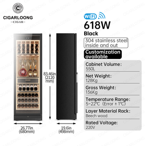 618w Cigarloong Compressor Air Cooling Wine <b>Cooler</b> Constant Temperature Humidity Home Display Cabinet 618w Smart Wifi Remote - Product Image 6