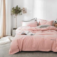 Drap de lit en satin et coton brodé, ensemble de couverture de couette pour hôtel avec logo personnalisé, pièces