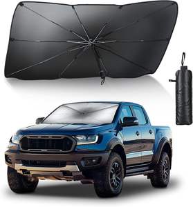 <span class=keywords><strong>Parasol</strong></span> <span class=keywords><strong>de</strong></span> voiture moderne manuel en cuir PU avec revêtement argenté, protection pare-soleil pliable pour pare-brise avant, résistant aux UV - Product Image 3