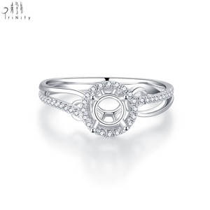 Nuevo Anillo de Compromiso con Halo de Diamantes Naturales Reales en Oro Blanco Sólido de 18K, Diseño Elegante, Semi-Montura, para Mujer, Regalo - Product Image 1