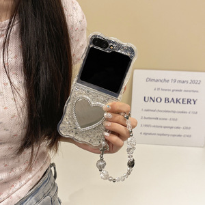 Custodia Protettiva Antiurto di Lusso con Specchio Trucco Orsetto e Strass per <span class=keywords><strong>Samsung</strong></span> Z Flip 6/5/4/3 - Product Image 2