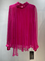 Nouvelle chemise plissée en soie à manches longues pour femme 2026, haut à col montant floral cousu main, blouse ample et ajustée