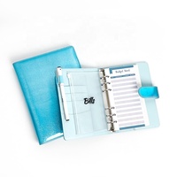 A6 organisateur de planificateur de cahier à 6 anneaux pour système de budgétisation avec 8 poches à fermeture éclair 12 feuilles budgétaires et étiquettes autocollantes