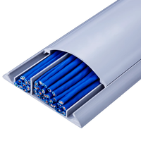 No.9 90mm/3.54 "W largeur extérieure gris plastique Pvc câble goulotte couvercle de cordon de sol avec support adhésif électrique décoratif