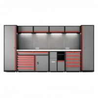 Ensemble d'armoires de garage et d'atelier en acier laminé à froid robuste 2026, conception modulaire sur roulettes, OEM disponible, capacité 500 kg, support à outils 3 points
