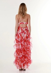 Completo da donna elegante due pezzi con fiocco e gonna ampia stampata, nuovo arrivo primavera 2026 - Product Image 3