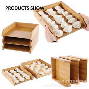 Wooden Stackable Dumpling <b>Tray</b> Rectangle Shape For Kitchen <b>Storage</b> Home Use - Product Image 1
