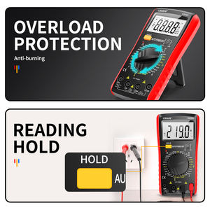 Voltmètre Ampèremètre Ohmmètre Capacitance Meter Multimètre Numérique <span class=keywords><strong>Multi</strong></span> Testeur DMM avec Lecture Tenir et Support Arrière - Product Image 3