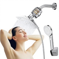 Ensemble de douche transfrontalier en acier inoxydable avec pommeau de douche supérieur, design moderne, pommeau de douche carré, style américain